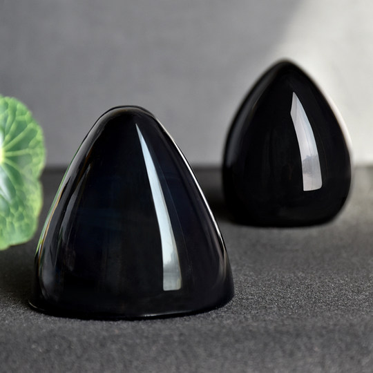 Obsidian top-yang jade ornaments flat bottom egg shape