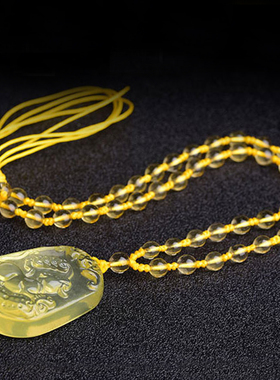 天然黄水晶十二生肖狗吊坠