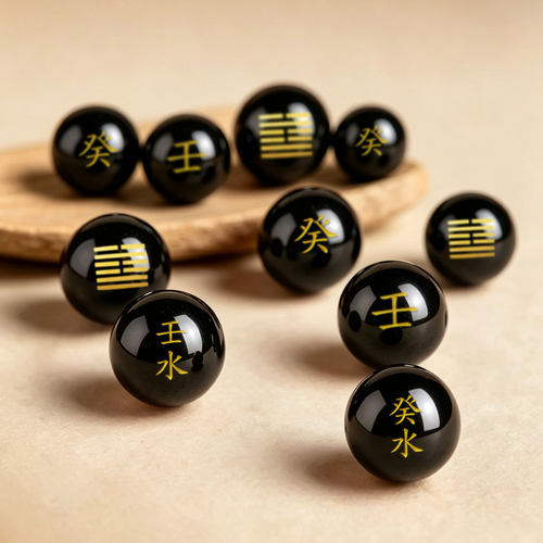 癸水壬水水泽节卦黑曜石散珠五行属水diy手串配珠刻字定制配饰 - 图2