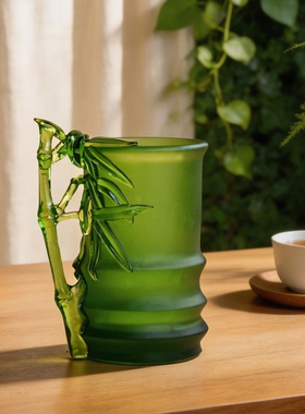 节节高竹子笔筒绿色非遗古法琉璃