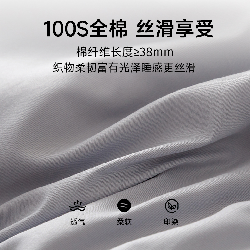 轻奢高级感100支长绒棉四件套全棉纯棉床单款被套床笠床上用品三