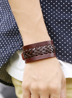 欧美男女款原创真皮朋克风手腕带