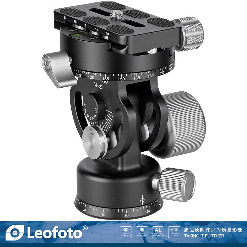 leofoto徕图VH-20分度盘全景夹座二维云台适合独脚架长焦视频拍摄