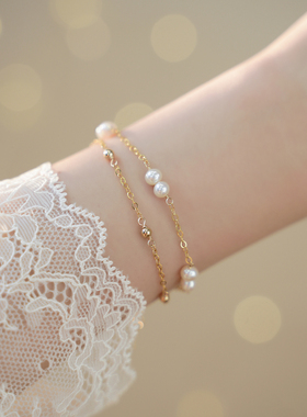 珍珠天然包金手链珍珠女