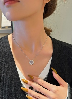 银水沫玉蕾丝花边锆石锁骨链