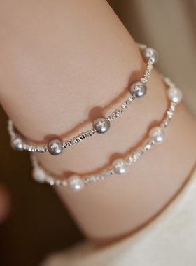 美哭s925纯银碎银子满天星手链