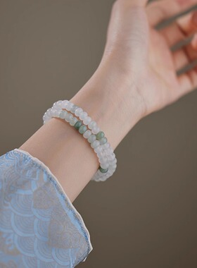 赛赛莉安天山翠手串新中式轻奢气质手链玉石叠戴简约百搭小众设计
