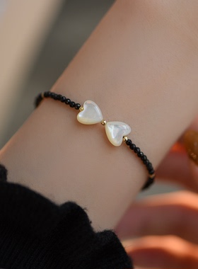 赛赛莉安炫彩贝母黑尖晶石手链