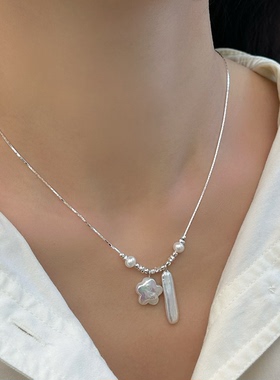 通体s925纯银天然淡水珍珠项链