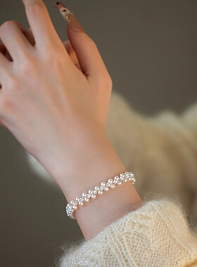 简约气质双层珍珠叠戴手链