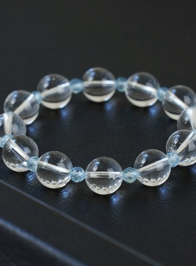 蓝托帕石白水晶能量手串