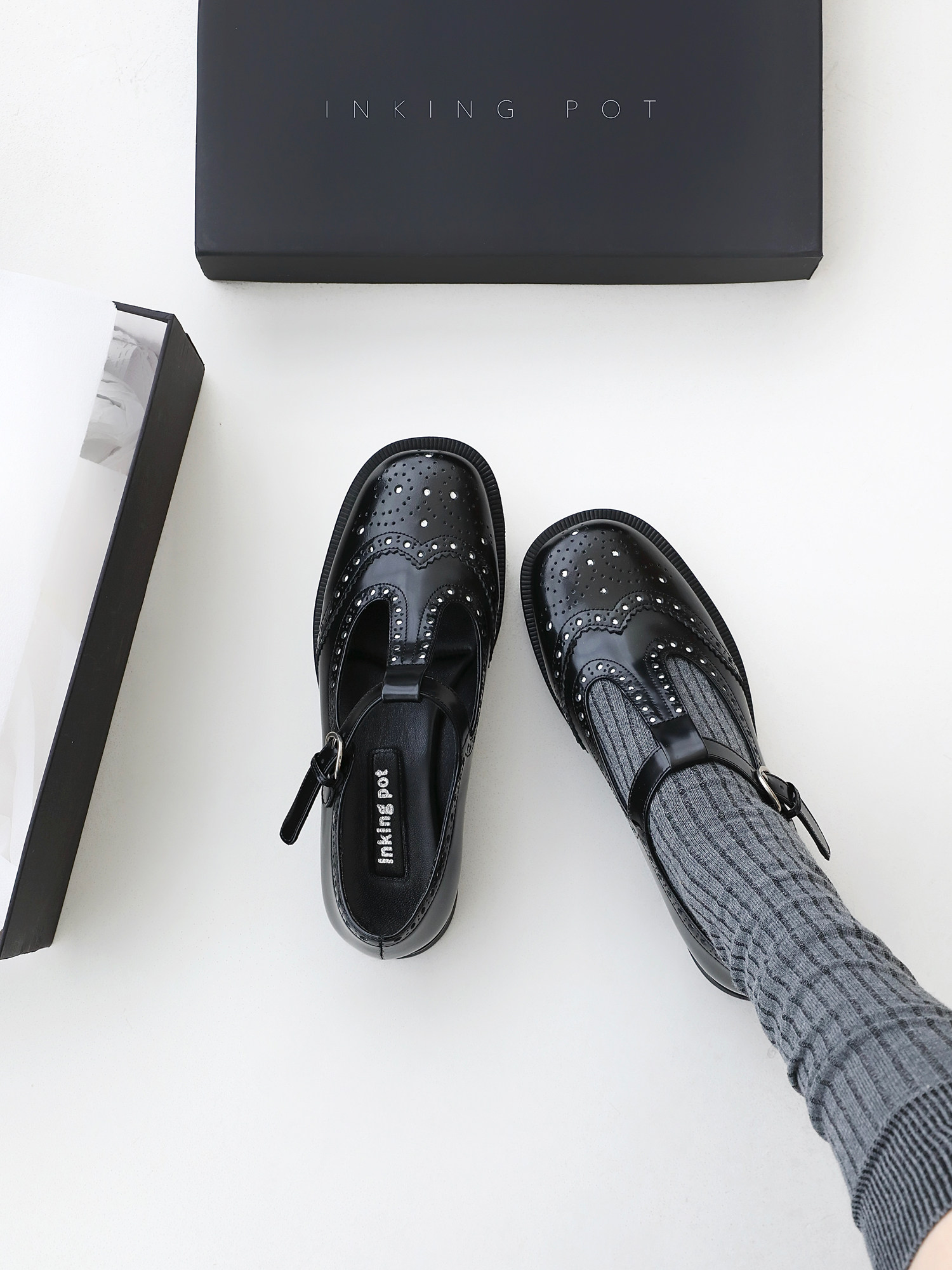 InkingPot彭姐 学院风巴洛克雕花粗跟T字带乐福鞋玛丽珍皮鞋女鞋,淘宝优惠券,粉丝福利购,淘宝优惠卷