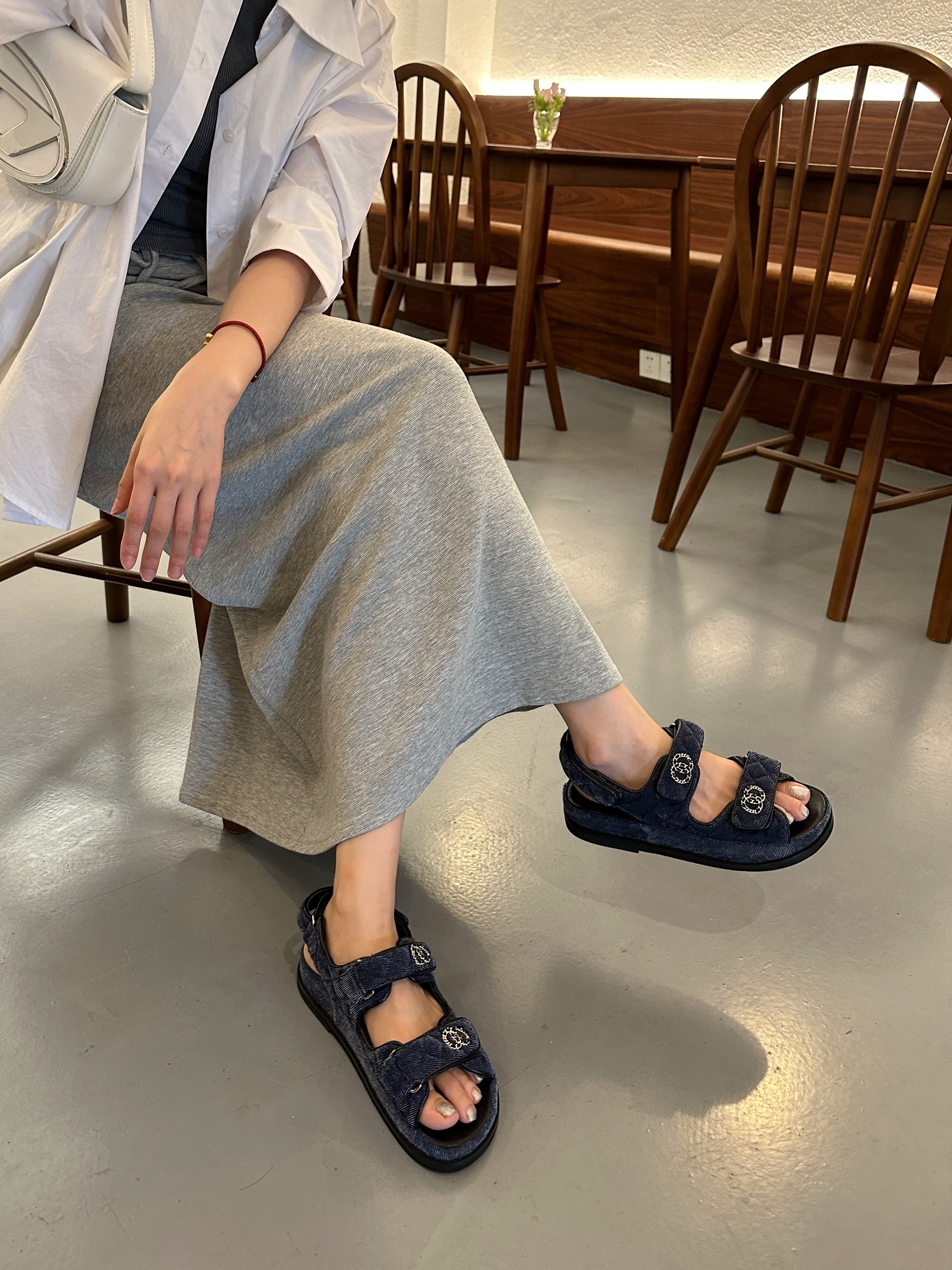 InkingPot彭姐 夏季小香风牛仔罗马凉鞋女真皮菱格魔术贴厚底增高,淘宝优惠券,粉丝福利购,淘宝优惠卷