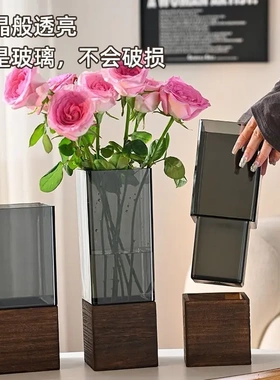 带木托花瓶高透仿玻璃防摔PET