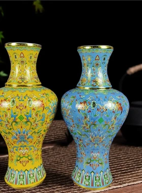 景德镇陶瓷器中国红珐琅彩大花瓶