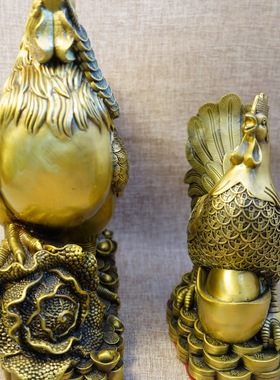 黄铜公鸡摆件纯铜福鸡安宅工艺品