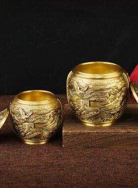 纯黄铜茶叶罐大展宏图茶叶罐摆件