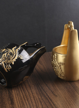 黄铜龙凤小水桶创意摆件