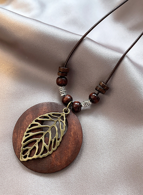 禅意国风编织绳项链女波西米亚民族风复古毛衣链小众设计感配饰品