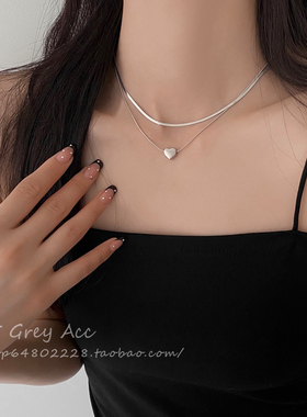 双层叠戴爱心项链女轻奢冷淡风高级感锁骨链简约百搭小众颈链配饰