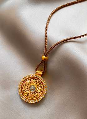 新中式复古珐琅罗盘项链女轻奢气质高级感长款毛衣链百搭小众配饰