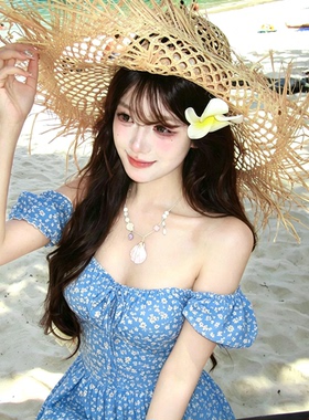 度假风贝壳串珠吊坠项链女款海边旅游出片锁骨链气质小众设计颈链