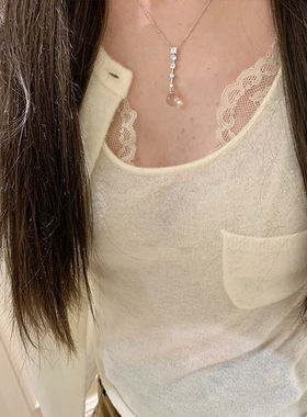 清透感圆珠吊坠项链女气质
