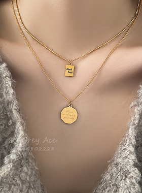 复古罗马钛钢项链女轻奢气质高级感毛衣链小众长款挂脖小众配饰品