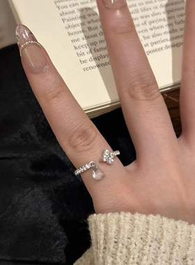 开口可调节四叶草琉璃水滴戒指