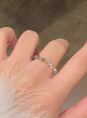 碧玺珠珠串珠戒指女款小众