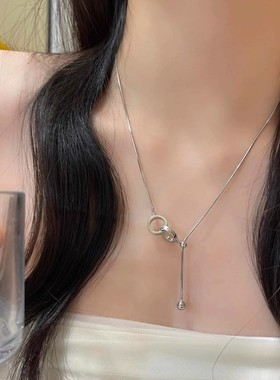 双环扣流苏钛钢项链女时髦百搭