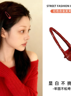 安可拉红色发夹女一字甜美