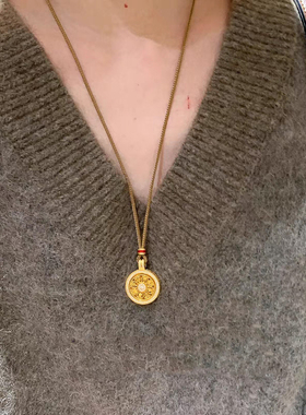 新中式复古珐琅罗盘项链女款轻奢气质高级感锁骨链百搭小众毛衣链