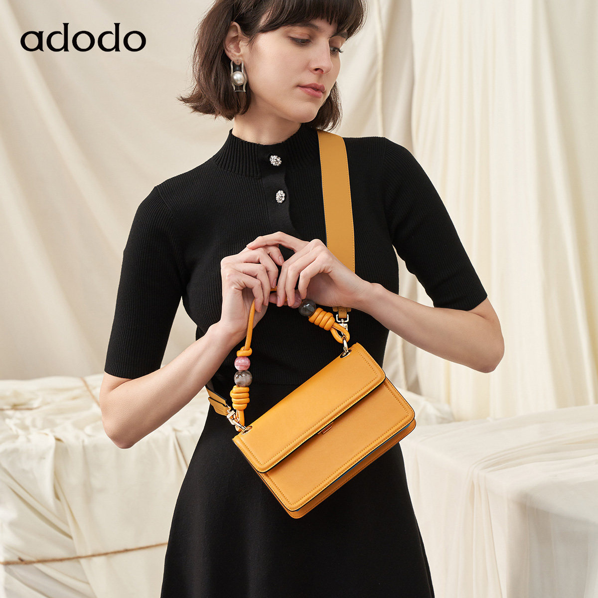半坡adodo手提风琴包女2021斜挎包 半坡饰族女士包袋