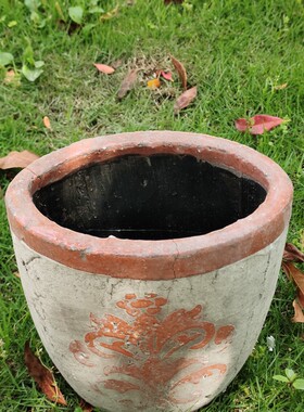 粗陶复古做旧田园乡村透水透气无釉花盆