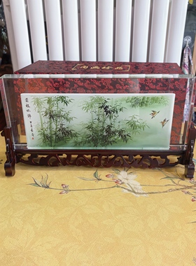 内画屏风手工绘画竹子节节高图中式桌面玄关摆件节日礼品