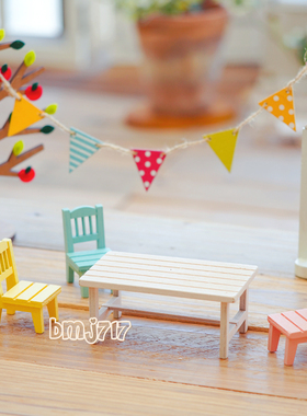 日本原装正版maruwa娃用木质靠背椅长桌装饰摆件氛围微缩景观