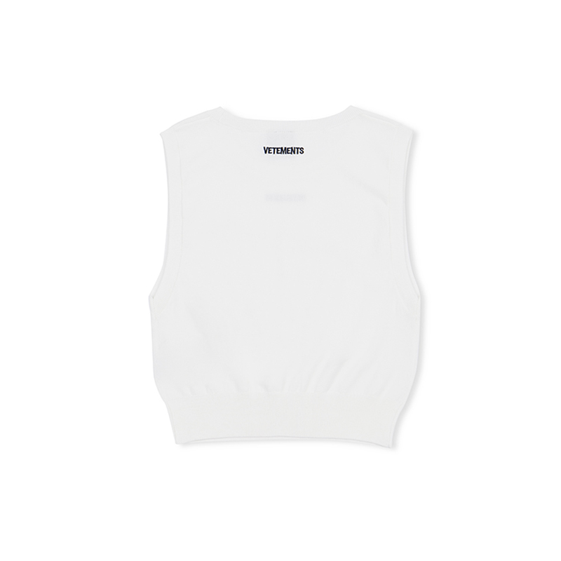 VETEMENTS纯色时尚潮流女士休闲无袖马甲针织背心 301446 - 图0