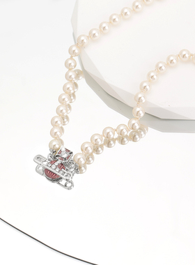 Vivienne Westwood/西太后 女士粉色星球珍珠项链银泰百货 300217