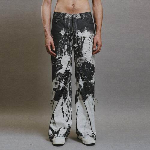 CEEC LA 秋冬男士锐舞星球印花结构拉链长裤301360 - 图1