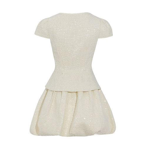 SELF PORTRAIT 女士白色织物面料蓬蓬连衣裙淑女裙银泰 300217 - 图1