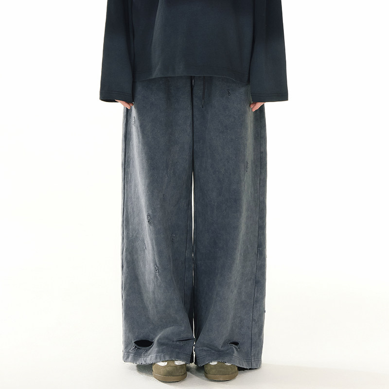 ANDREA MARTIN 春季新款女士磨破贴布绣抽绳灰色卫裤 银泰301489,淘宝优惠券,粉丝福利购,淘宝优惠卷