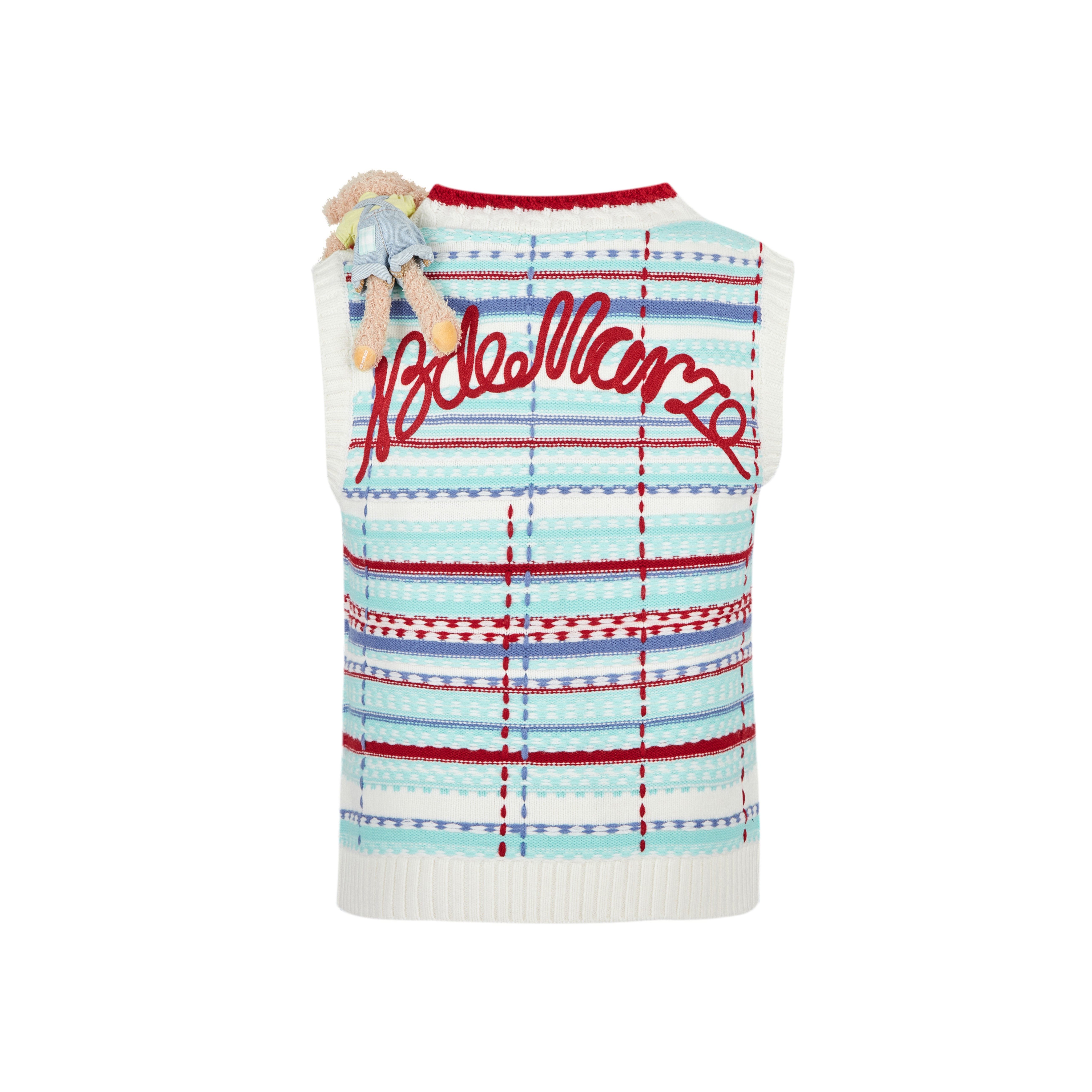 13DE MARZO 男女同款25春夏跳色线条针织衫宽松V领马甲 300178,淘宝优惠券,粉丝福利购,淘宝优惠卷