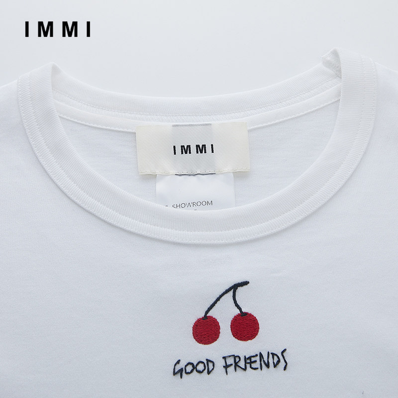 immi女士超长棉樱桃刺绣300124 t恤 银泰百货精品T恤