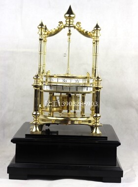景工新品 纯铜复古趣味超静音绕球创意玩乐娱乐观赏机械座钟镀金