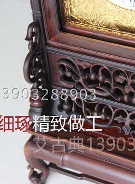 景工特大号大红酸枝红木原色上蜡本钟苏钟素面南京钟940mm高稀品