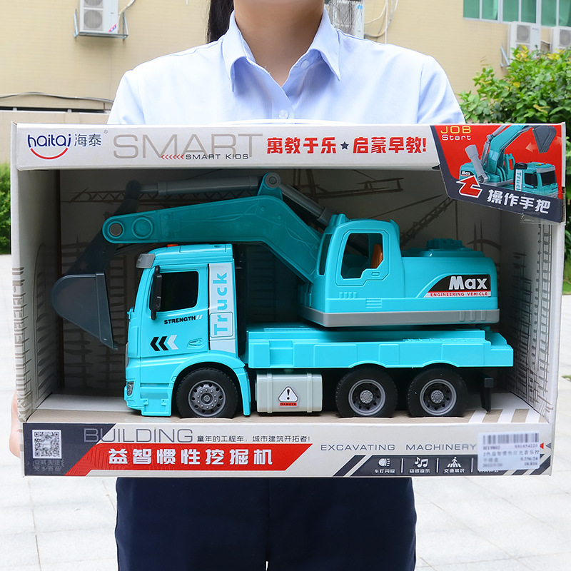 灯光音乐儿童挖掘机工程车套装惯性翻斗车玩具模型Toy Car Digger - 图1