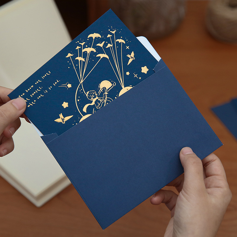 王子与星梦系列贺卡信封套装烫金高级感生日礼物祝福告白卡片 - 图2