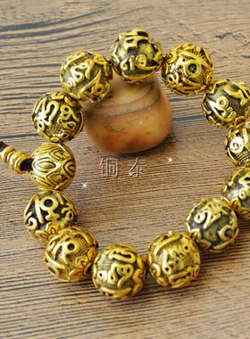 手链六字真言铜手链滇艺黄铜日韩