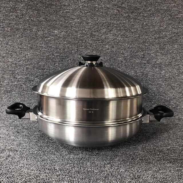 ຫມໍ້ Amway Queen ທີ່ມີຝາປິດດຽວກັນ wok ແບບຈີນ 34.5cm ຫມໍ້ທອງຄໍາ 34.5cm ຫມໍ້ນ້ໍາຫມູທີ່ບໍ່ມີນ້ໍາ trotters lid steamer steamer